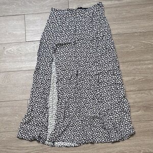 Reformation Navy and Cream Floral Maxi Skirt